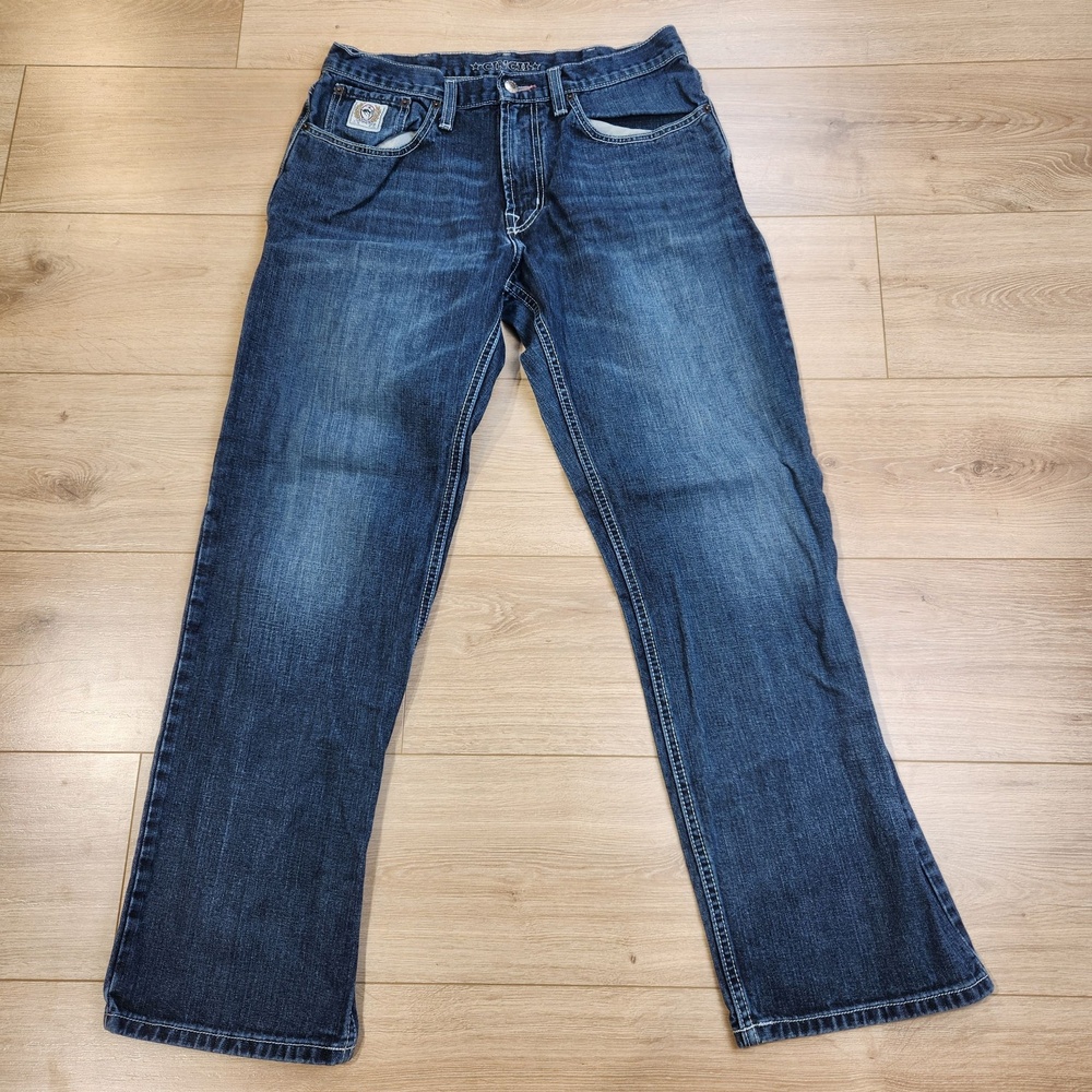 Cinch White Label Jeans Mens 33x32 Blue Med Wash Relaxed Straight Denim Western